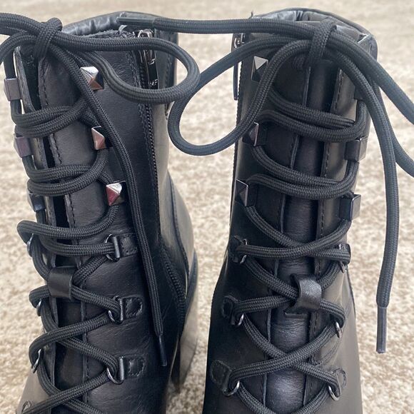 MARC FISHER Laboni Leather Combat Boots 10 - Picture 4 of 10